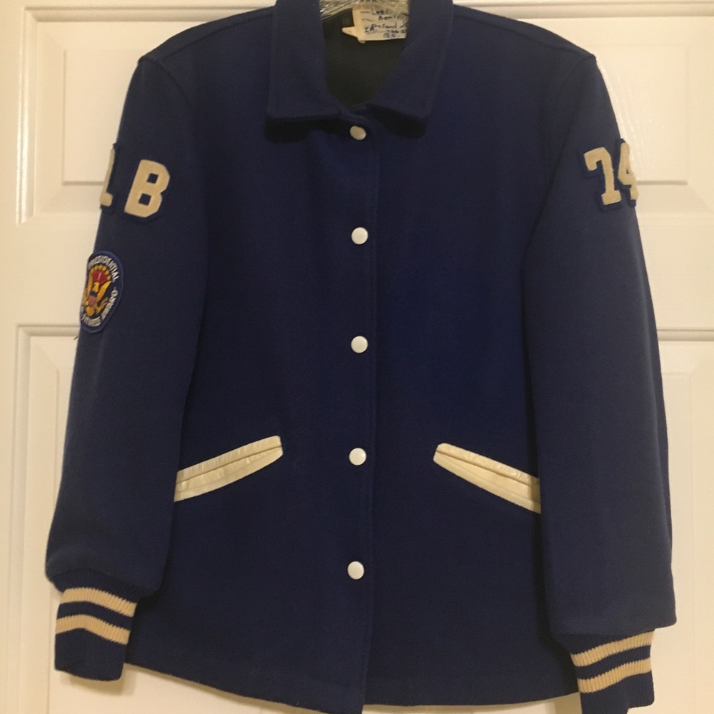 Vintage 1974 Letter Jacket Size 18 Blue Wool